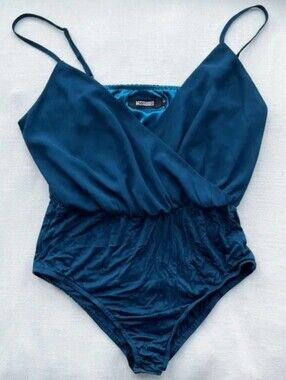 Missguided - (Size 6) Teal Blue Women's Bodysuit Top
